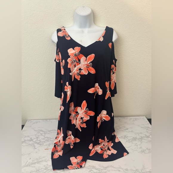 connected apparel Dresses & Skirts - Connected Apparel Womens Dress Sz 8P Petite Long Cold Shoulder Floral Lined